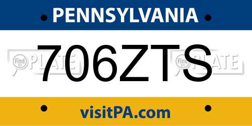 706ZTS Pennsylvania License Plate