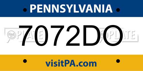 7072DO Pennsylvania License Plate