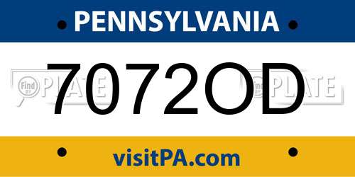 7072OD Pennsylvania License Plate