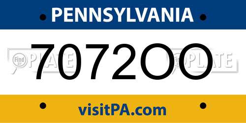 7072OO Pennsylvania License Plate
