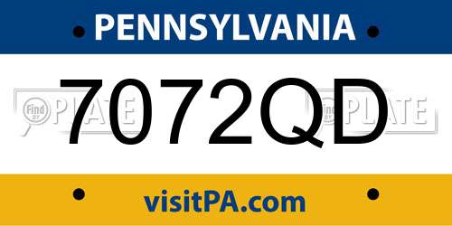 7072QD Pennsylvania License Plate