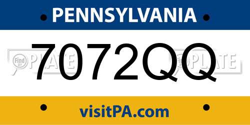 7072QQ Pennsylvania License Plate