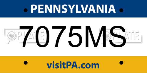 7075MS Pennsylvania License Plate