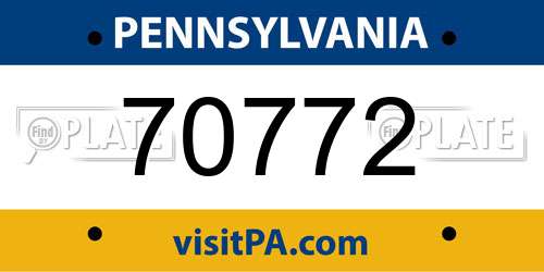 70772 Pennsylvania License Plate