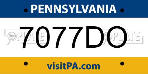 7077DO Pennsylvania License Plate