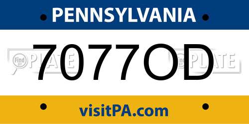 7077OD Pennsylvania License Plate