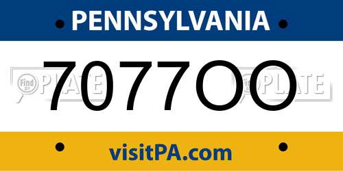 7077OO Pennsylvania License Plate