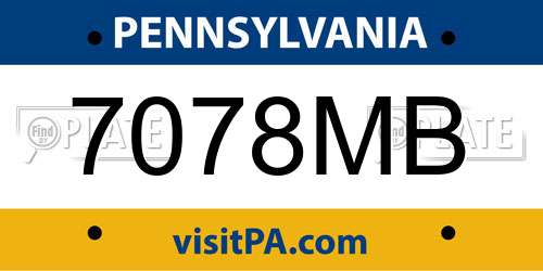 7078MB Pennsylvania License Plate