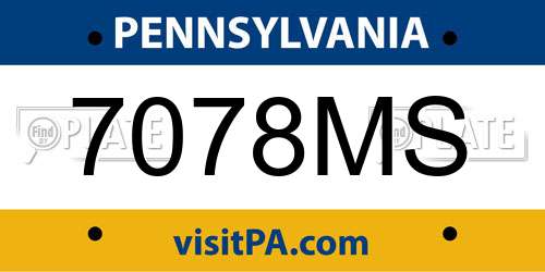 7078MS Pennsylvania License Plate