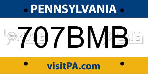 707BMB Pennsylvania License Plate