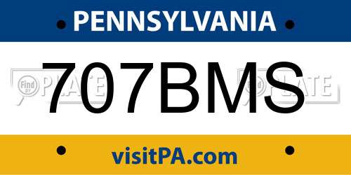 707BMS Pennsylvania License Plate
