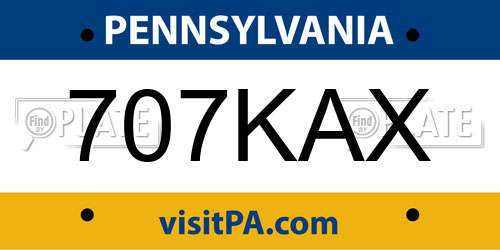 707KAX Pennsylvania License Plate