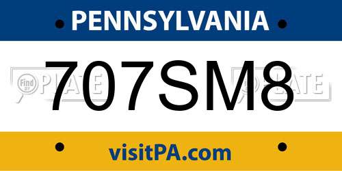 707SM8 Pennsylvania License Plate