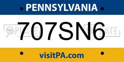 707SN6 Pennsylvania License Plate