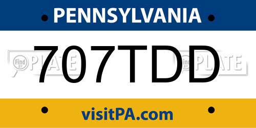 707TDD Pennsylvania License Plate