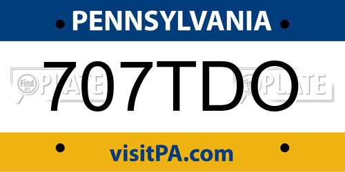 707TDO Pennsylvania License Plate