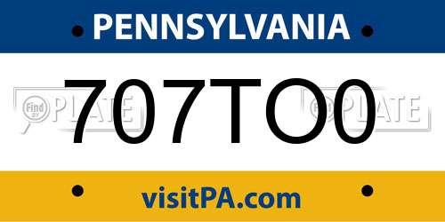 707TO0 Pennsylvania License Plate