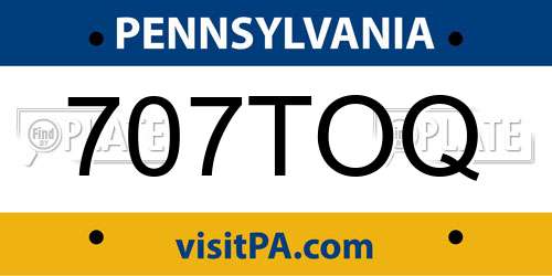 707TOQ Pennsylvania License Plate