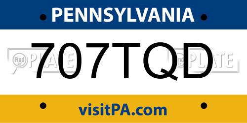 707TQD Pennsylvania License Plate