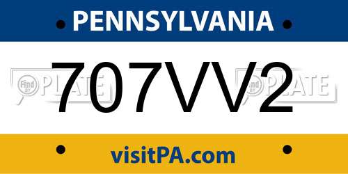 707VV2 Pennsylvania License Plate