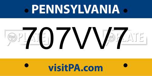 707VV7 Pennsylvania License Plate
