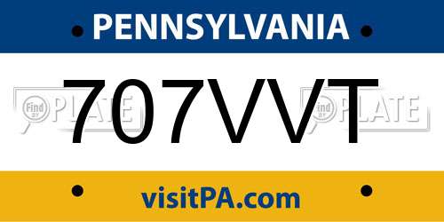 707VVT Pennsylvania License Plate