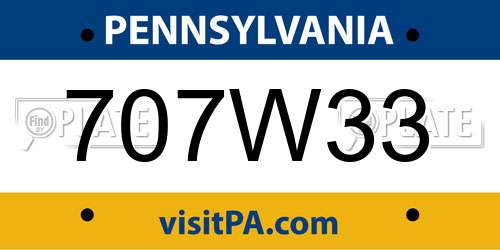 707W33 Pennsylvania License Plate