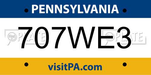 707WE3 Pennsylvania License Plate
