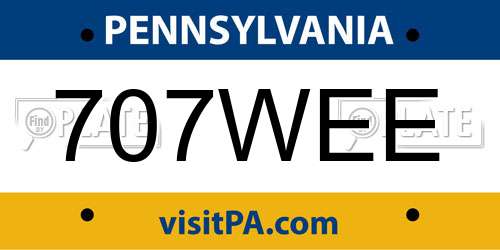 707WEE Pennsylvania License Plate