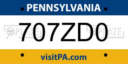 707ZD0 Pennsylvania License Plate