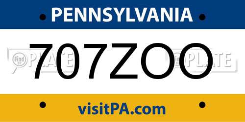 707ZOO Pennsylvania License Plate