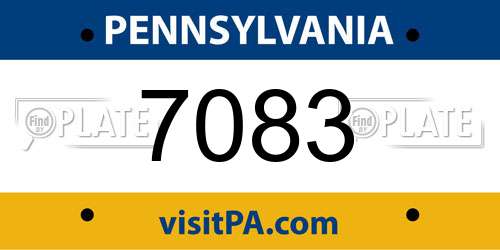 7083 Pennsylvania License Plate