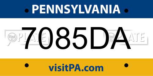 7085DA Pennsylvania License Plate