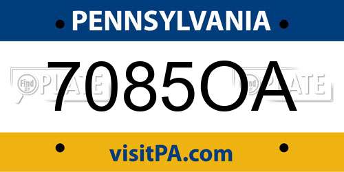 7085OA Pennsylvania License Plate