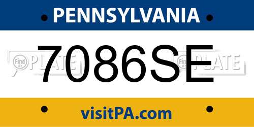 7086SE Pennsylvania License Plate