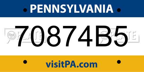 70874B5 Pennsylvania License Plate