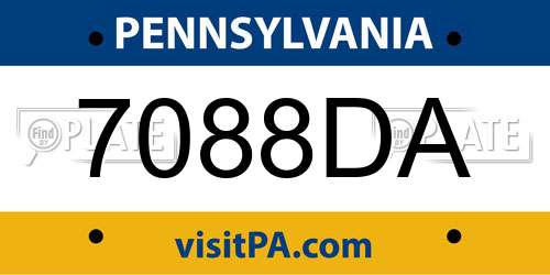 7088DA Pennsylvania License Plate
