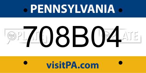 708B04 Pennsylvania License Plate