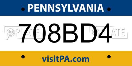 708BD4 Pennsylvania License Plate