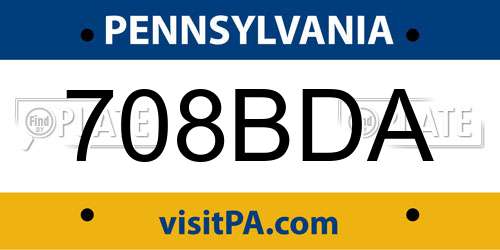 708BDA Pennsylvania License Plate
