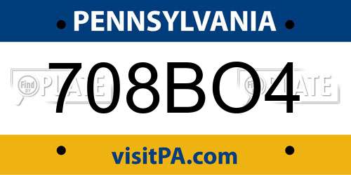 708BO4 Pennsylvania License Plate