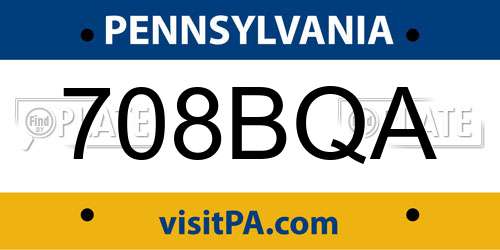 708BQA Pennsylvania License Plate