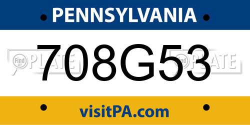 708G53 Pennsylvania License Plate