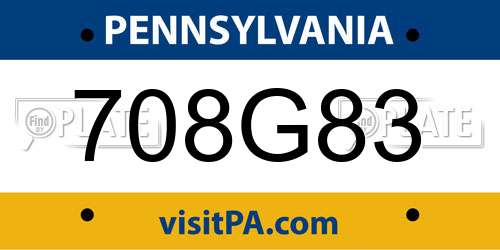 708G83 Pennsylvania License Plate