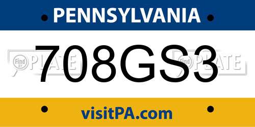 708GS3 Pennsylvania License Plate