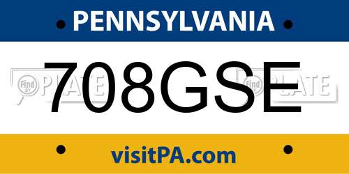 708GSE Pennsylvania License Plate