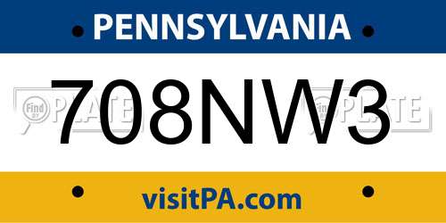 708NW3 Pennsylvania License Plate