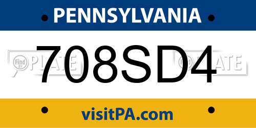 708SD4 Pennsylvania License Plate