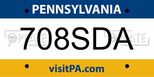 708SDA Pennsylvania License Plate