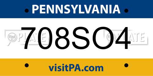 708SO4 Pennsylvania License Plate